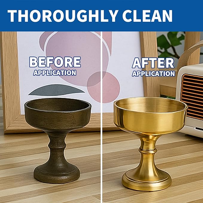 QONS Brass Polish Copper Cream Cleaner Kit - Instant Polishing Cream And Protective Tarnish Removal, Metal Cleaner And Brightener For Antiques, Music Instruments, Copper Kettle And Sinks