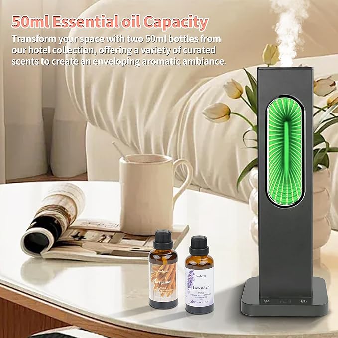 Waterless Diffusers for Home,Large Room with APP WiFi Control,Essential Oil Scent Diffuser Covers 2512 Sq Ft,Protable Rehargeable Diffuser 10000mA,Includ Bergaomt,Lavender Oils(Black)