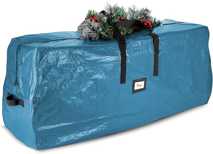 Hearth & Harbor 7.5 ft Christmas Tree Storage Bag - Artificial Christmas Tree Bag with Reinforced Handles, Dual Zipper, Wide Opening - Large Storage Container for Trees and Decorations