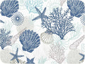 Summer Navy Blue Dish Drying Mat for Kitchen Counter 18×24 Inch Coral Drainer Pad Washable Starfish Dish Rack Pad Drainer Mat Beach Absorbent Reversible Microfiber Dish Drying Pad for Coffee Bar