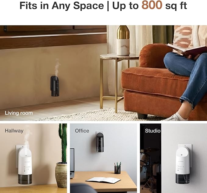 Airversa Smart Waterless Diffuser Plug in Wall for Essential Oils, 160mL, App Control Scent Diffuser with Buttons, Up to 800 sq ft, Oil Diffuser for Home, Room, Spa, Office, Studio, ANP White