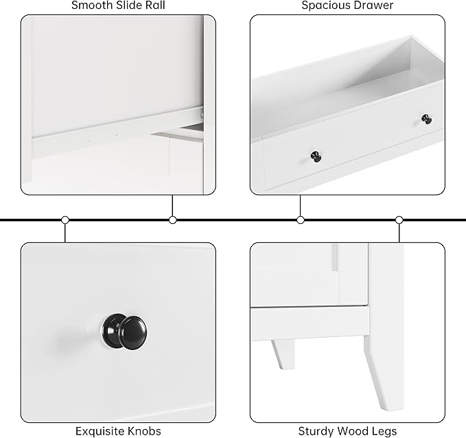 Modern 5 Drawers Dresser for Bedroom, Tall Wood Chest of Drawers for Clothes, Big Storage Dressers Organizer with Gold Handles & Deep Drawers, Living Room, Closet, Hallway, White