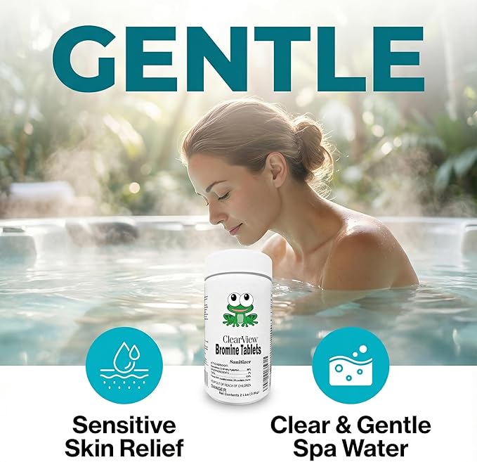 ClearView Bromine Tablets 1 Inch 2 Lbs for Spas, Brominating Tabs Chemical Sanitizer for Pools & Hot Tubs, Kill Bacteria & Algae