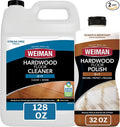 Weiman Hardwood Floor Cleaner and Polish - Cleans Vinyl Tile, Solid, Laminate, Natural Shine, No Residue, Removes Scratches, Leaves Protective Layer, 1 Gallon Mop Soap & 32 Oz Restorer