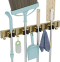 reliahom Broom Holder Wall Mount Mop and Broom Hanger Wall Mounted Garage Storage Rack Kitchen Garden Tool Organizer (4 Racks with 5 Hooks, Bronze)