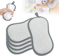 Multipurpose Cleaning Sponges, Non Scratch Double-Sided Heavy Duty Scrub Sponges, Silver Stainless Steel and Multi-Layer Fiber, Metal Scrubbing Pads Sponge Cloths for Home Kitchen (5)
