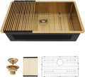 Lordear 32 Undermount Kitchen Sink Matte Gold 32X19 Kitchen Sinks16 Gauge Stainless Steel Deep Single Bowl Handmade Sink Basin