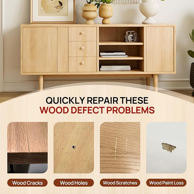 Boncart Wood Furniture Repair Kit, Wood Touch up Fillers, Repair Scratches, Cracks, Paint Chips, and Nail Holes on Furniture, Floors, Doors, Cabinets, and Tables (5 Light Colors)