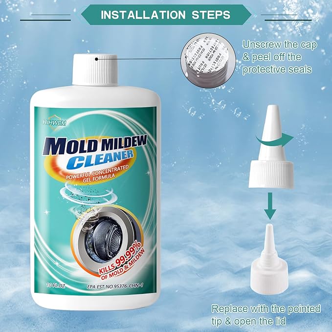 Bleach Stain Remover Gel, Heavy-Duty Tile Grout Cleaner - Bleach Washer Cleaner for Stain Removal in Bathroom, Kitchen, Washing Machine Seals & More | 10 Oz Multipurpose Household Cleaner