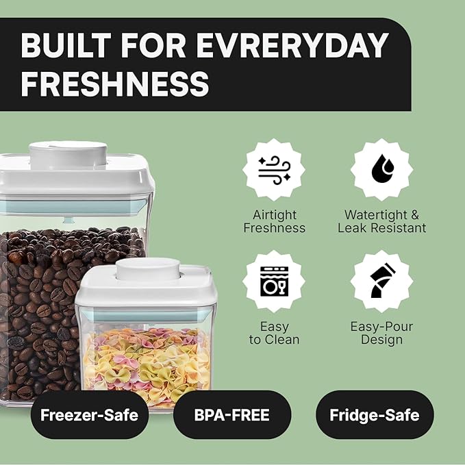 iChewie Bop Top | Airtight Meal Prep Containers with Lids | Food Storage Container Sets | Snack and Overnight Oats Fridge Organizer | Pantry and Kitchen Organization