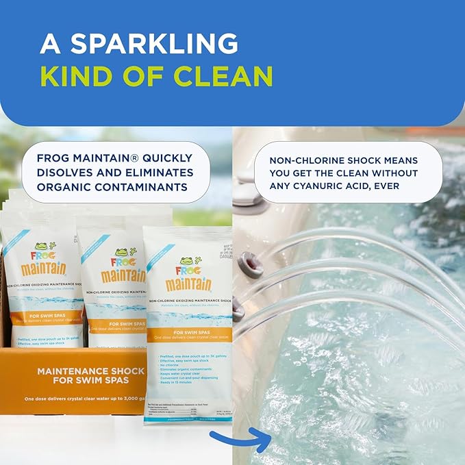 FROG Maintain for Swim Spas - Non-Chlorine Shock for use with Swim Spa FROG @Ease Floating System - Single Dose Packets for Easy Swim Spa Maintenance & Treatment - 2 Pack