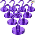 MIKEDE Magnetic Hooks, 50Lbs+ Heavy Duty Magnet Hooks for Cruise Cabins, Super Neodymium Hanging Hooks Strong Magnets with Hook for Fridge, Magnetic Hanger for Grill, Toolbox, Storage(Purple, 10 Pack)