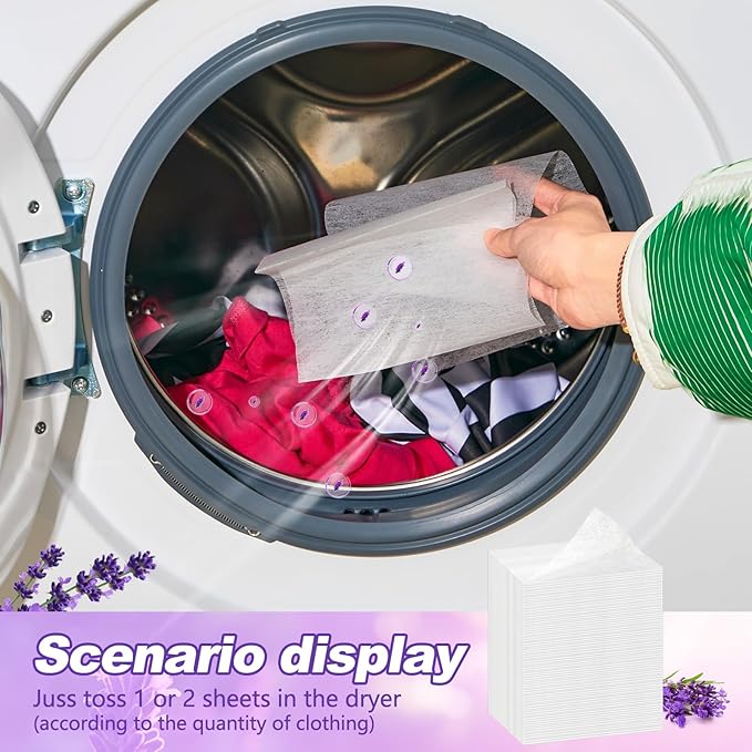 Heigble 600 Count Dryer Sheets Bulk Fabric Softener Lavender Scent Dryer Sheets Naturally Softens and Removes Static Cling, Ideal for Large Households, Sensitive Skin