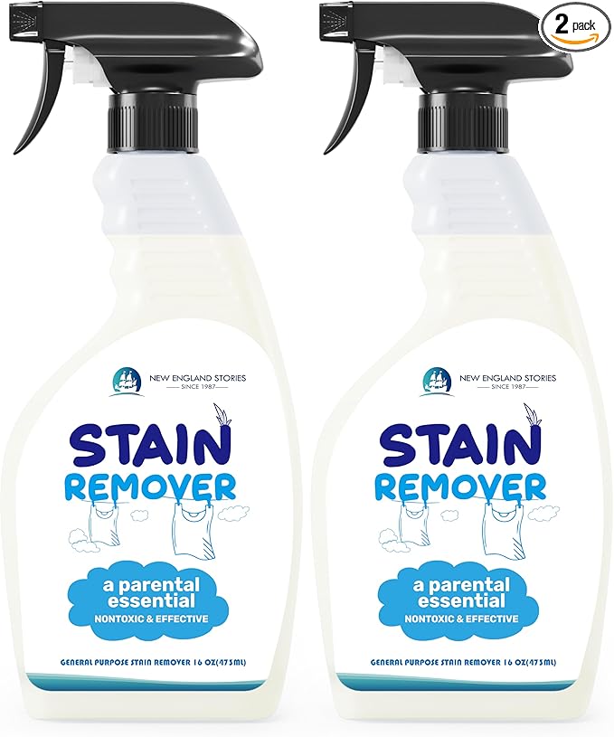 New England Stories Stain Remover Spray | Gentle Yet Effective for Baby Stains | Non-Toxic, Clean Ingredients, No Added Fragrance | Laundry Spot Cleaner for Clothes & Bedding (16 Fl Oz, Pack of 2)