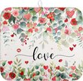 Wnoesat Valentines Day Love Heart Rose Eucalyptus Leaves Dish Drying Mat for Kitchen Counter 16x18 Inch Spring Valentine Microfiber Absorbent Dish Drainer Mats Reversible Drying Pad