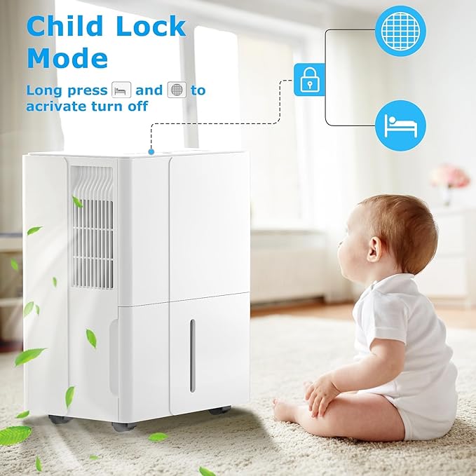 ZAFRO 55 Pint（max） 2500 Sq Ft Dehumidifier, Portable Dehumidifier with Drain Hose & Dry Clothes Mode, 38.7dB Ultra Quiet for Home, Large Room, Basement, Garage, Bathroom, Bedroom with Washable Filte