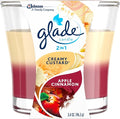 Glade Candle Jar, Air Freshener, 2in1, Sheer Vanilla Embrace & Apple Cinnamon, 3.4 Oz
