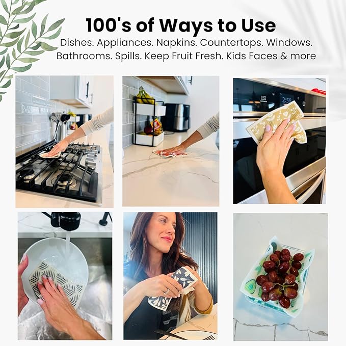 Harps&Seb Swedish Dishcloths for Kitchen Dish Towels - 5 Pack, Non-Scratch Reusable Paper Towels, Super Absorbent Washable Swedish Dish Cloths, No Odor, Biodegradable, Fruit Design