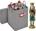 Christmas Nutcracker and Figurine Collectible Storage Box - Stores Up to 9-16" Tall Nutcrackers, Ornaments, and More - Holiday Decor Organizer with Adjustable Dividers - Nutcracker NOT Included