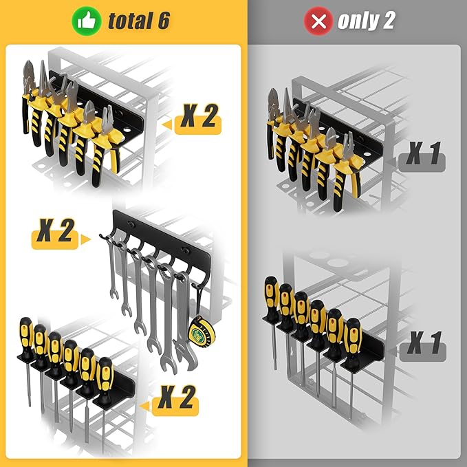49.4'' Large Power Tool Organizer Wall Mount, 4-Tier Tool Storage Rack with 12 Drill Holders, 600LBS Load Heavy Duty Cordless Tool Shelf for Garage Organization, Gift for Men