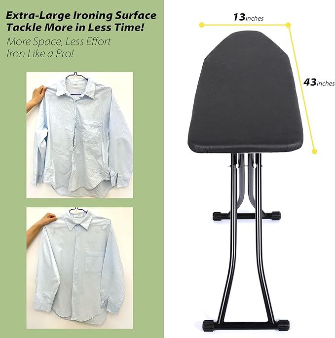 msezo Ironing Board-Foldable Adjustable Height Iron Board with Heat-Resistant Cover - Lightweight and Durable for Home Use