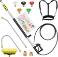 ExtraFein 24 FT Telescoping Pressure Washer Wand Extension, Hot Water Supported Power Washer Extension Wand with Brush Head, 5 Nozzle Tips, 2 Adapters, Harness, Gutter Cleaning Tools from The Ground