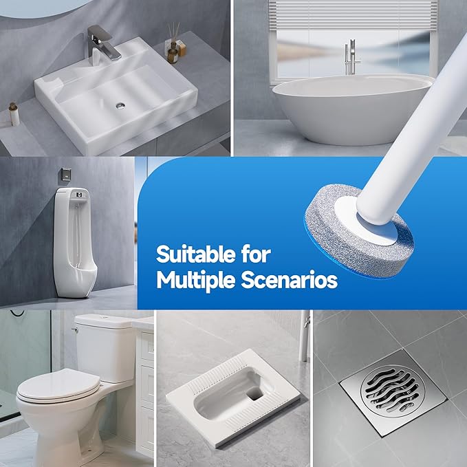 CTIME Disposable Toilet Brush Family Set Includes 60 Brush Heads, a Stylish Brush Handle, an Automatically Opening Replacement Brush Head Storage Box. Suitable for Bathrooms, Toilets and RVs