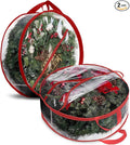 ProPik Christmas Wreath Storage Bag 36" - 2 Pack Clear Christmas Wreath Storage Container - Garland Holiday Artificial Wreath Storage Holder - Water Proof Transparent Clear PVC (36 Inch, Red)