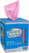 UNIMADE Microfiber Cleaning Cloth, 100 Sheets Microfiber Towels for Cars Commercial Grade Shop Towel Washcloths Lint-Free Bulk Cleaning Rags for Mechanic Restaurant Garage Housekeeping, 11"x 9", Pink