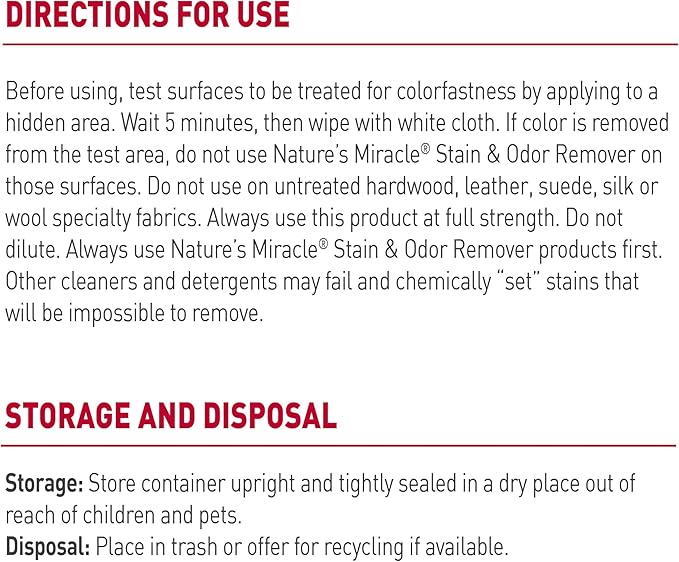 Nature's Miracle Stain and Odor Remover, Spot Stain and Pet Odor Eliminator, Enzymatic Formula, 32 Ounce Spray