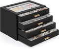 AKOZLIN Jewelry Box with Clear Lid Functional Leather Jewelry Storage Organizer Case 4 Drawers for Women Girls Necklace Ring Bracelet Earring