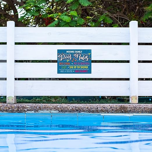 Custom Pool Sign, Pool Rules Have A Drink For Pool Décor Sign, 10x14 Inches, Rust Free .040 Aluminum, Fade Resistant, Made in USA by Sigo Signs