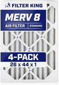 Filter King 26x44x1 Air Filter | 4-PACK | MERV 8 HVAC Pleated A/C Furnace Filters | MADE IN USA | Actual Size: 26 x 44 x .75"