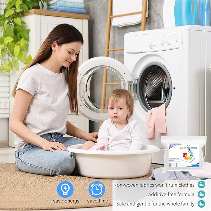 Color Absorber Color Catcher Sheet for Laundry 50 Count Dye Grabber Sheets for Washing Mixed Cloth Home Use