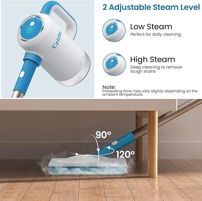 Czlife 13-in-1 Steam Mop, Handheld Steam Cleaner for Home and Floor Cleaning, Floor Steamers for Hardwood and Tile with Attachments, Electric Mop for Grout Laminate Couch Clothes Carpet, Corded
