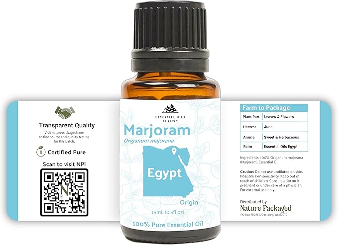 Marjoram Essential Oil - Aceite de Mejorana Direct from Egypt for Massage & Aromatherapy | Premium Therapeutic Grade (8oz)