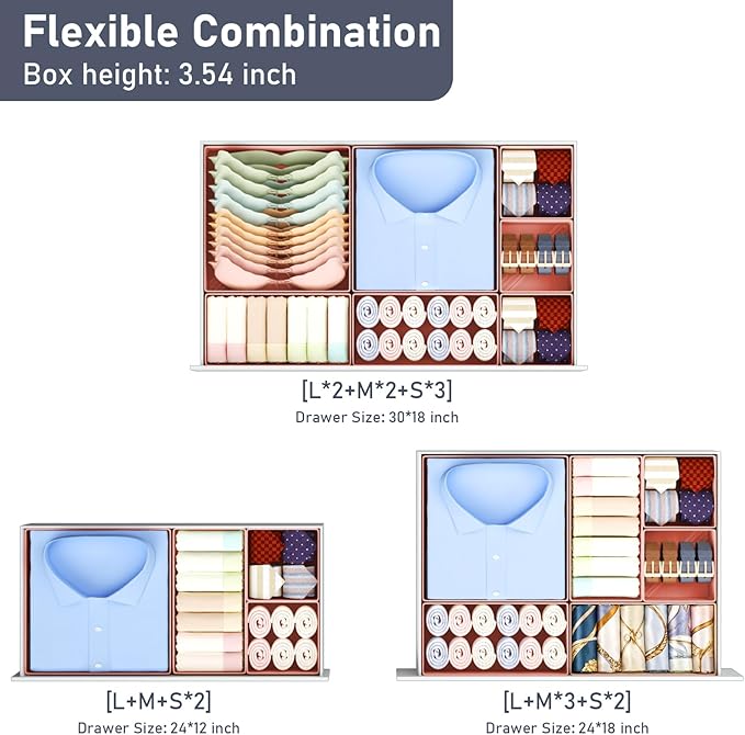 DIMJ Drawer Organizer Clothes Storage - 24 Pack Baby Dresser Organizer for Nursery Closet Organization, Fabric Drawer Organizer Bins for Underwears Socks Bras, Foldable Storage Dividers for Bedroom