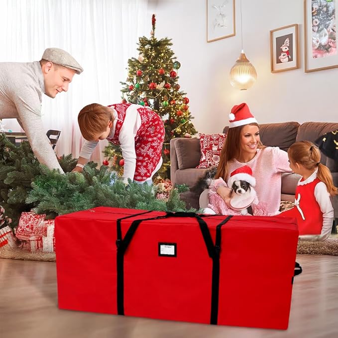 AerWo Christmas Tree Storage Bag 7.5 ft, Large Christmas Tree Storage Box, Christmas Storage Containers Fits Up to 7.5 Ft Artificial Trees Heavy Duty 600D Oxford Xmas Holiday Tree Bag with Dual Zipper