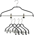 Mawa by Reston Lloyd Silhouette Series Non Slip Space Saving Hanger with Pant Clips, Style 40/FK,Set of 5, Black