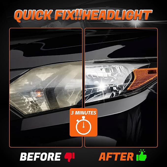 CUKWUYBY Headlight Restoration Kit Headlight Cleaner Head Light Cleaner Removing Yellowing Oxidized with Headlight Cleaner Coating Agent Sponge Towel (Scratches & Damages Cannot be Repaired)