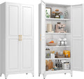 75” Metal Tall Kitchen Pantry Cabinet,Metal Storage Cabinet with Doors and Adjustable Shelves,Modern Kitchen Hutch Cabinets,Freestanding Cupboard for Dining Living Room
