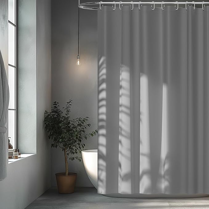 Seenus 72 x 84 inch Extra Long Waterproof Fabric Shower Curtain Liner, Light Grey Cloth Shower Liner with 3 Large Magnets, Tall Bathroom Shower Curtain Lightweight Machine Washable