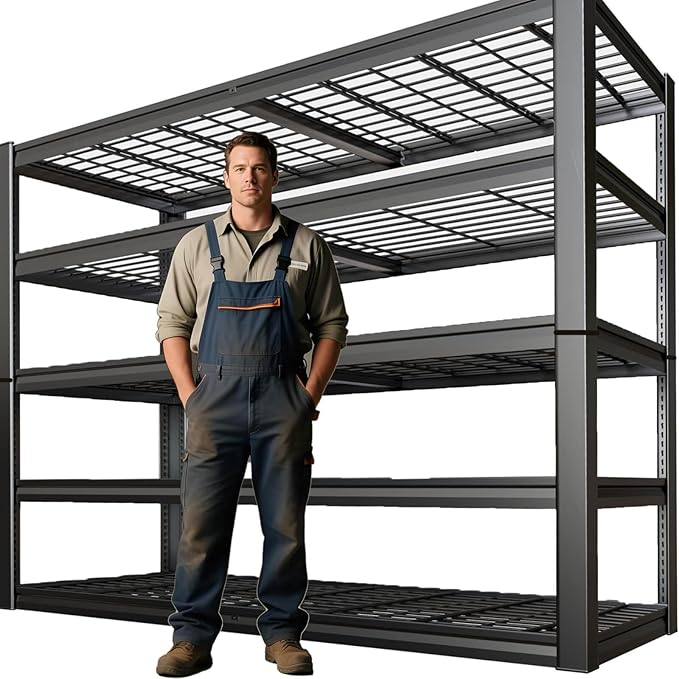 SKZNSA 68" Wide Heavy Duty Garage Shelving Units, 5-Tier Deep Storage Shelves,Black Metal Garage Shelves,Steel Shelf,Large Storage Rack,Industrial Shelving for Shop, 68" W x 20" D x 84" H