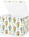 Christmas Seahorse with Santa Hat Storage Bins with Lids Foldable Storage Basket with Handles Collapsible Large Fabric Organizer Containers for Clothes Shelves Closet Office Home