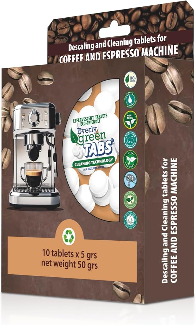 EVERLYGREEN Coffee Machine Cleaning Tablets – Universal Descaler for Keurig, Breville, Nespresso – Organic, Chlorine-Free – 10 Pack