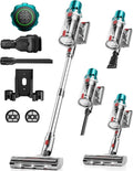 Hivroo V6 Cordless Vacuum Cleaner,600W Stick Vacuum with LED Touch Screen,70Mins 50KPA Self-Standing Wireless Vacumm,Upgraded Anti-Tangle Vacuum Cleaner for Home,Pet Hair,Carpets,Floor,Green