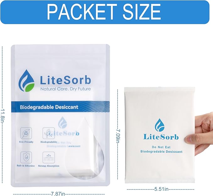 Natural Moisture Absorbers, Premium Moisture Absorption Desiccants Safe for Food, Luxury, Collectibles, Handbags, Shoes, Camera, Guitar Eco-Friendly & Biodegradable(30g x 4pcs)