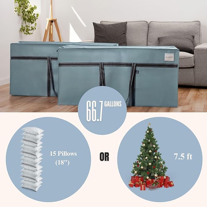 VENO 2 Pack Extra Large Moving Bags, Heavy Duty Storage, Moving Boxes, Large Storage Bins with Lids Alternative for College, Christmas Tree, Packing Supplies Essentials (Light Blue Matte, 2 Pack)