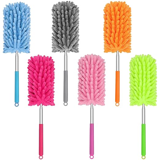 TIMIVO Mini Duster for Cleaning, 360° Bendable Hand Dusters with Extension Pole, Washable Small Duster for Car Interior, Office, Furniture