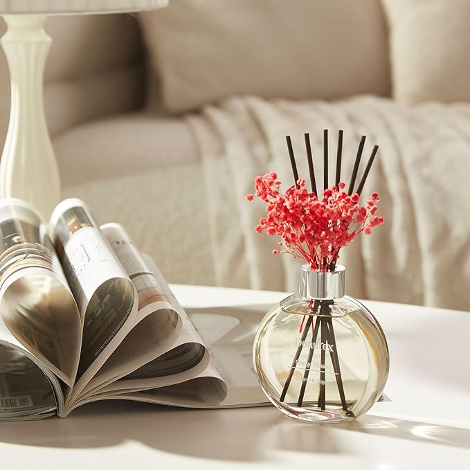 Flower Reed Diffuser Set 5.07oz Orange Blossom Scent Diffuser with Sticks Home Fragrance Reed Diffuser for Bathroom Shelf Decor